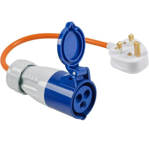Ring Automotive UK Mains Adaptor 13A to 16A Caravan Motorhome Extension Lead, Connects Caravan Electrics to 240V Power Supply