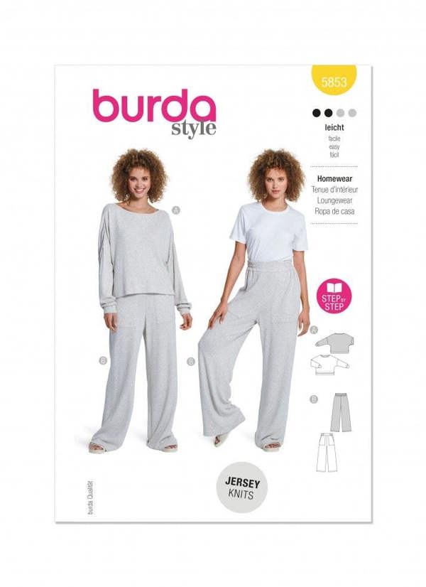Burda Sewing Pattern 5853 Tops and Trousers For Women, 8-18 (34-44) - Easy