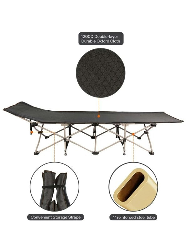 Groundlevel Fold Out Camp Bed with Removeable Cushioned Mattress