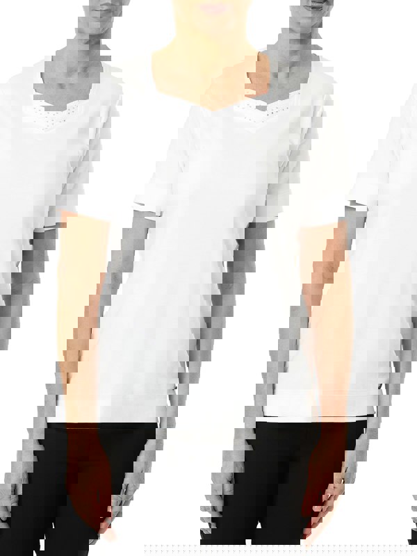 PennyPlain Diamante Sweetheart Neck Top - White