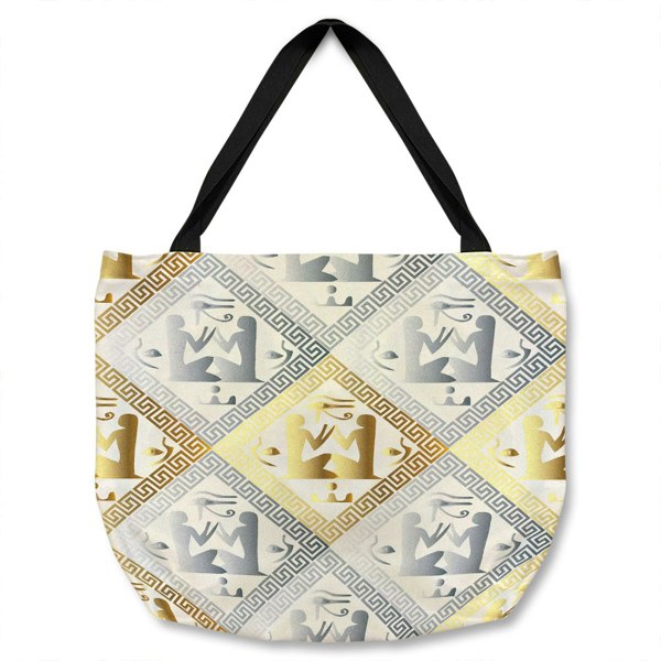 Benjamin Tate Design Egyptian Hieroglyphs In Gold & Silver Tote bag
