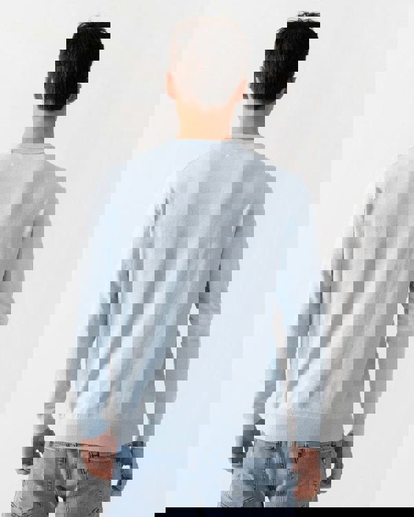 GANT Mens Classic Cotton Crew Neck Jumper - 457 Fresh Blue - CHO - Designer Mens Jumpers