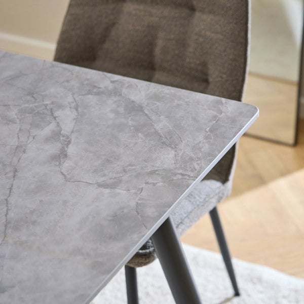 Furniture To Go Wicklow Rectangular Dining Table in Grey/Black 140x75cm Included 4 Brooke Dining Chairs in Monza Beige