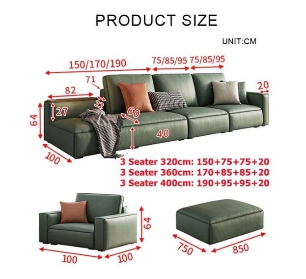 Cyril L511 Four Seater, Five Seater, Sixe Seater Sofa, Modular Sofa, Green-Sofas-Weilai Concept-Weilai Concept