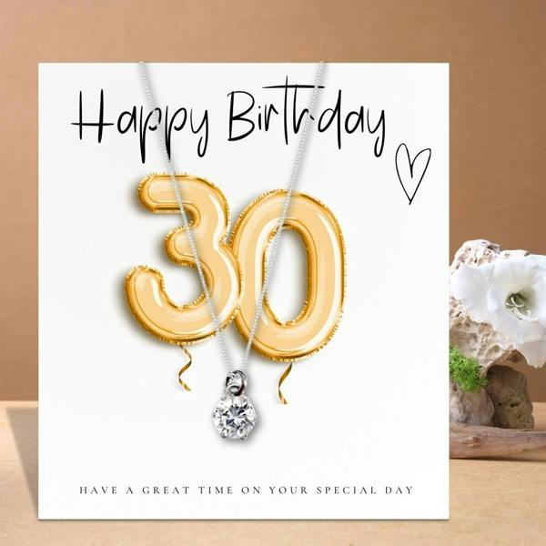 Aye Do Gifts Small 30th Birthday Gold Balloon Hamper | Necklace, Chocolate & Candle