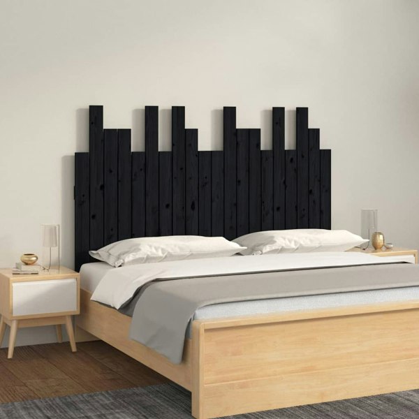 Berkfield Wall Headboard Black 127.5x3x80 cm Solid Wood Pine