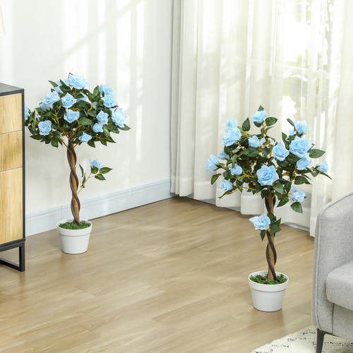 Dyzi 2pcs 90cm Artificial Rose potted Faux Tree Plant Garden Patio Décor