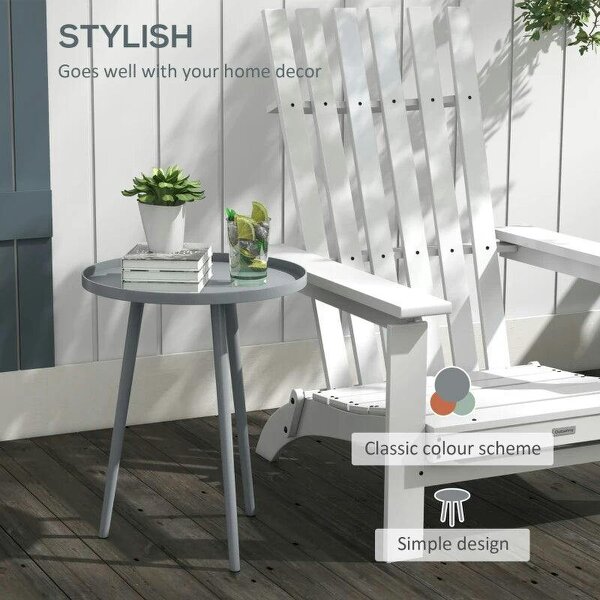 Round Garden Coffee Table, Outdoor Side Table with Rounded Steel Edge, Ø40 x 50H cm, Grey