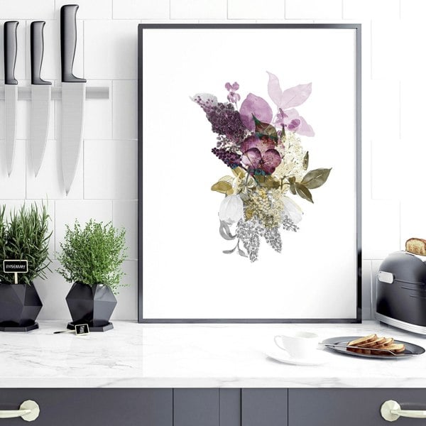 Art for kitchen walls | set of 3 Botanical Art prints