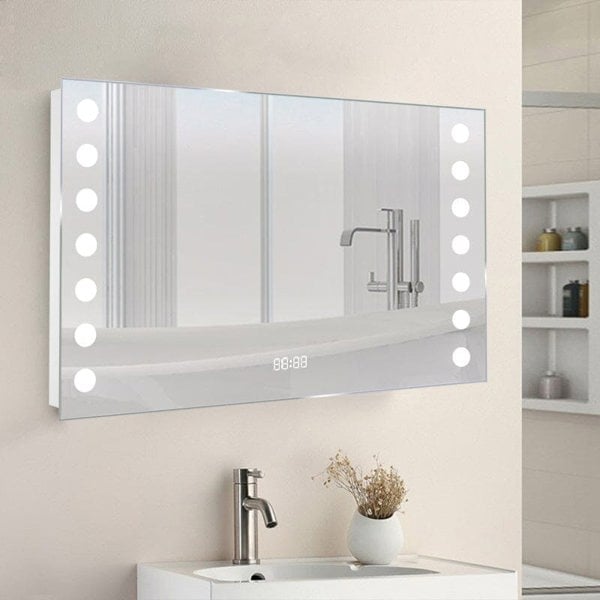 Rectangle LED Illuminated Bathroom Mirror 800x600MM Bathroom Mirrors Living and Home