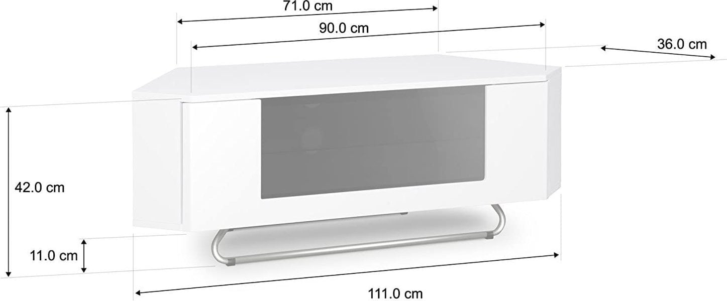 Centurion Supports Hampshire Corner-Friendly Gloss White with Walnut Contrast Beam-Thru Remote Friendly Door 26"-50" Flat Screen TV Cabinet