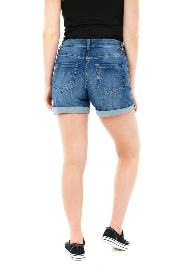 Smart Living Ladies Boyfriend Denim Shorts - Mid Blue