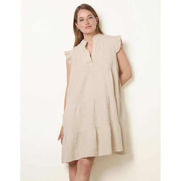 Blue Vanilla Cheesecloth Frill Sleeve Tunic