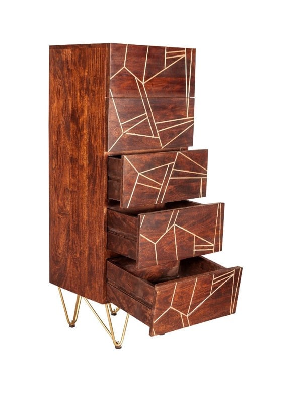 IH Design Tall Chest of drawers Bishop Dark Mango
