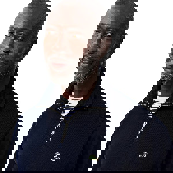 Lacoste Zip-Up High Neck Interlock Sweatshirt Navy Blue