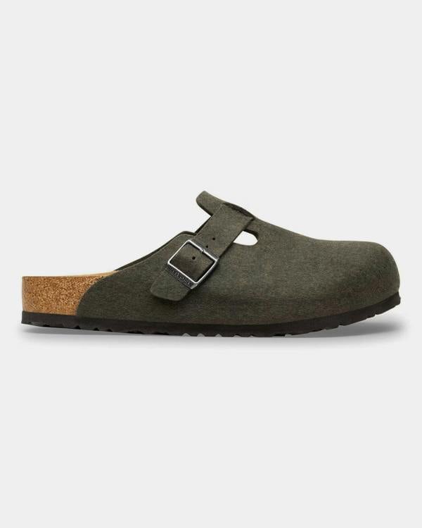 Birkenstock Boston Wool Felt Womens Clogs - Thyme