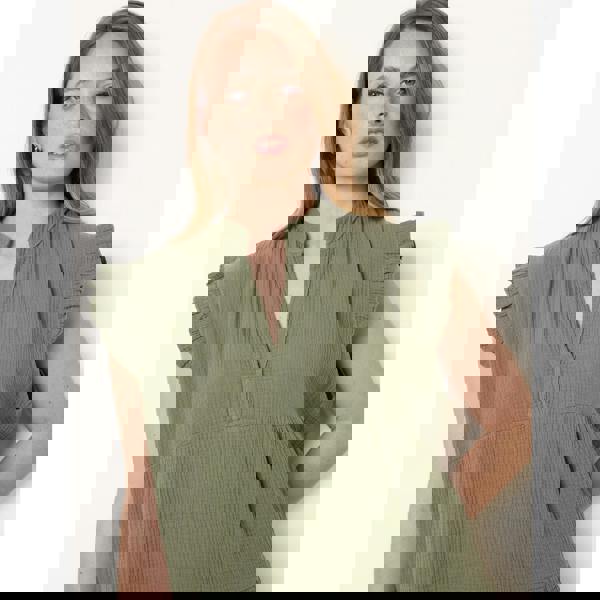 Blue Vanilla Cheesecloth Frill Sleeve Tunic