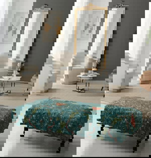 Made to order | Green Printed Fabric Multicolour Footstool Bench - ISTOOLS