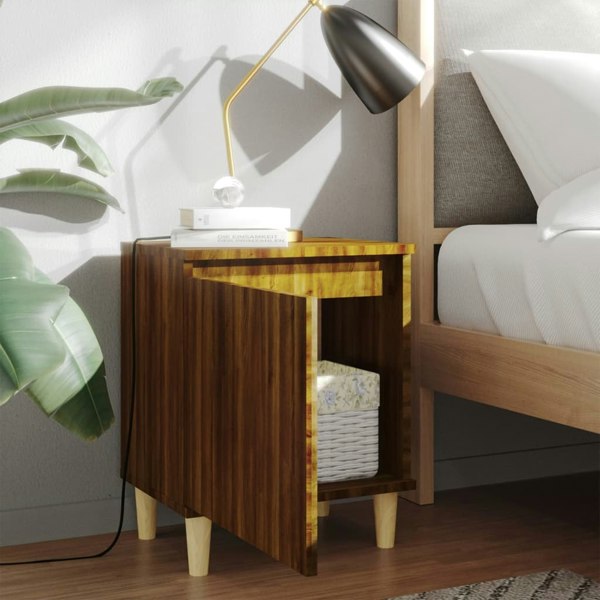 Berkfield Bed Cabinets with Solid Wood Legs 2 pcs Brown Oak 40x30x50 cm