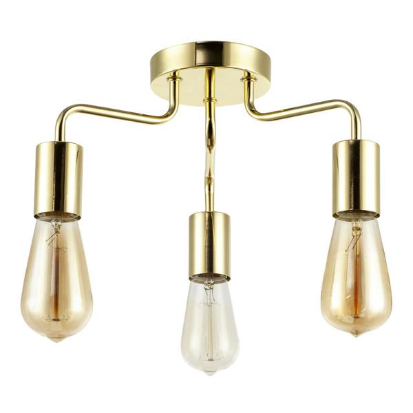 Polished Gold Semi Flush Ceiling Light to Showcase Filament Bulbs Image 3