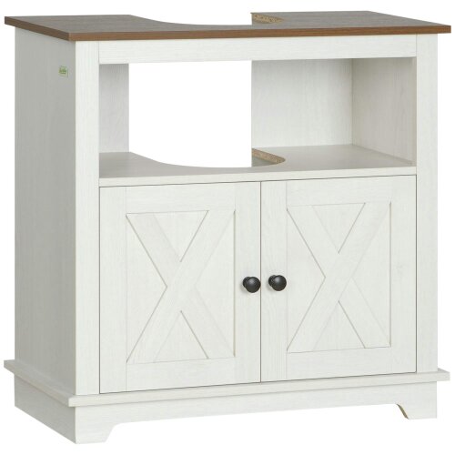 Wyld Haus Venole  White Under Sink Vanity Storage Cabinet With Double Doors And Internal Shelving 60x30x60cm
