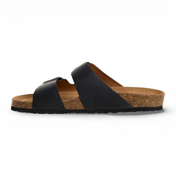 Tamaris Men's Black Leather Slip-On Footbed Slipper Sandals