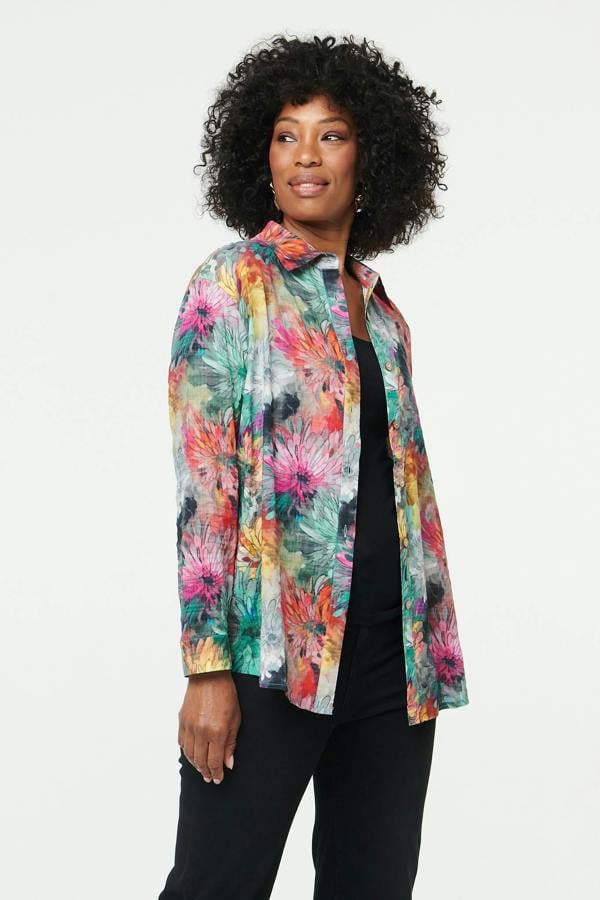 Green | Abstract Relaxed Fit Long Sleeve Shirt
