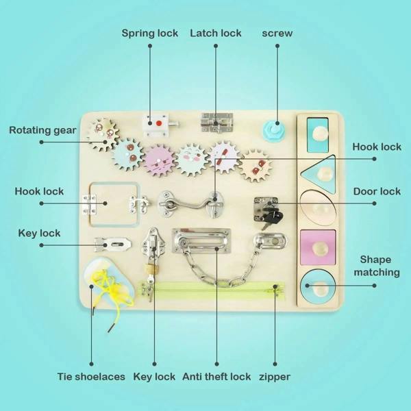 Dyzi Montessori Busy Board for Toddlers Sensory Toys for Preschool Motor Skills Development
