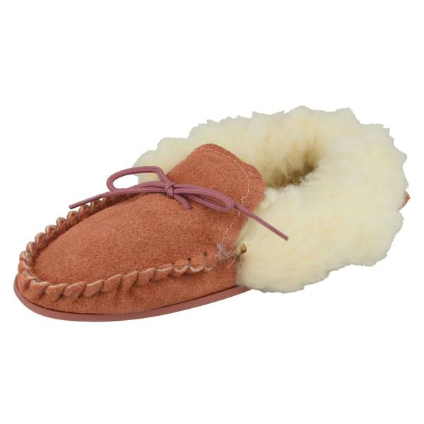Spot On Ladies Spot On Slip On Slippers Real Suede Moccasin