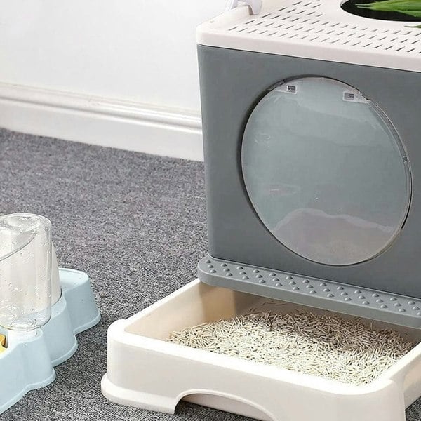 Full Enclosed Foldable Cat Litter Box Living and Home
