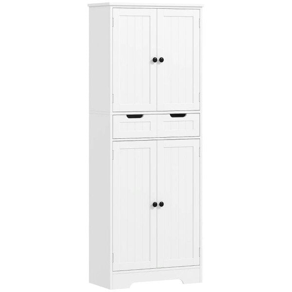 Tall Bathroom Cabinet, Freestanding Bathroom Storage Cabinet with Drawer, Shelves and Doors, 60 x 30 x 160 cm, White