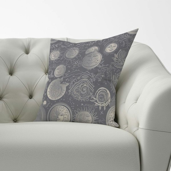 Warren Reed Sun and Moon in Grey Cushions