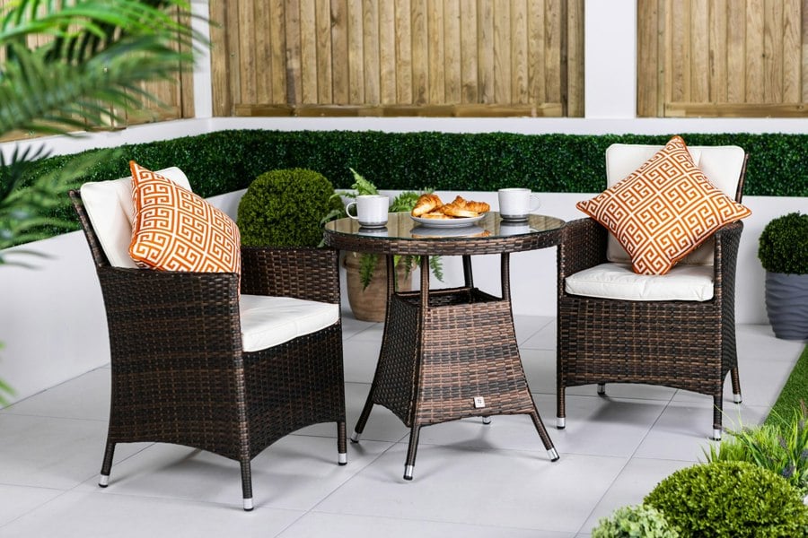 Giardino Savannah Rattan Garden Bistro Set Patio Table and Chairs Furniture