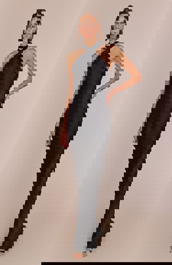 Rewritten London Roma Dress in Black Satin