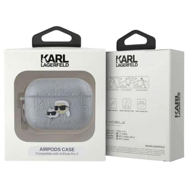 Karl Lagerfeld PU Embossed Karl and Choupette Head Case for AirPods Pro 2 Silver -  KLAP2PGKCPS