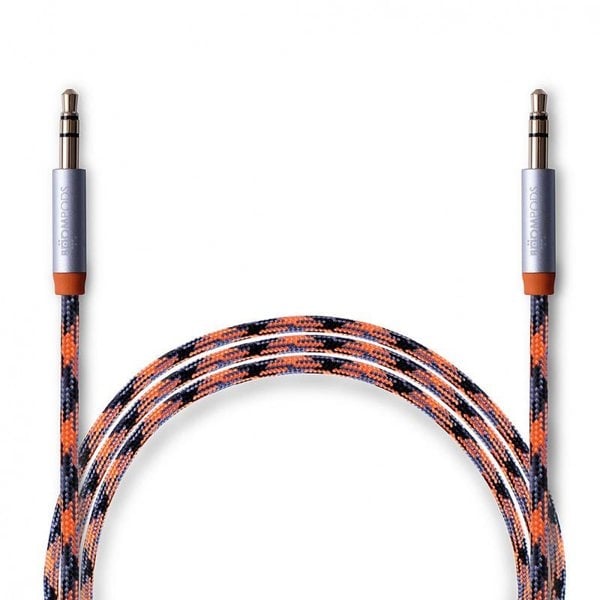 Boompod 24 Carat Gold Plated Braided Aux Cable 3.5mm Jack Plug 1.5m Orange