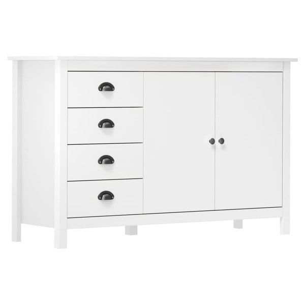 Berkfield Sideboard Hill White 130x40x80 cm Solid Pine Wood