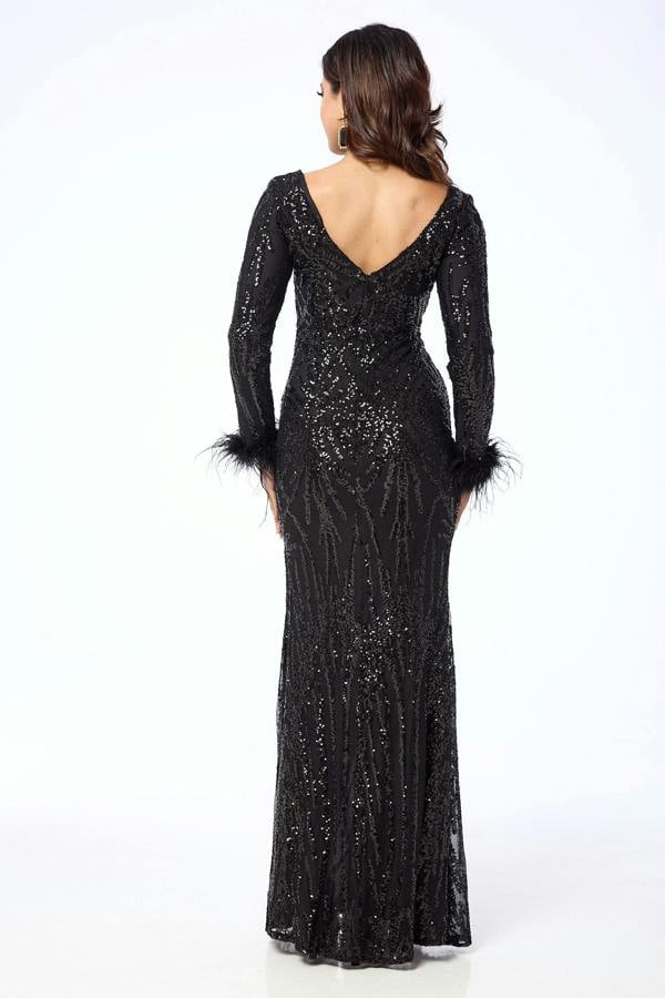 LuvForever Elaila - Black Side Slit Sequin Maxi Dress