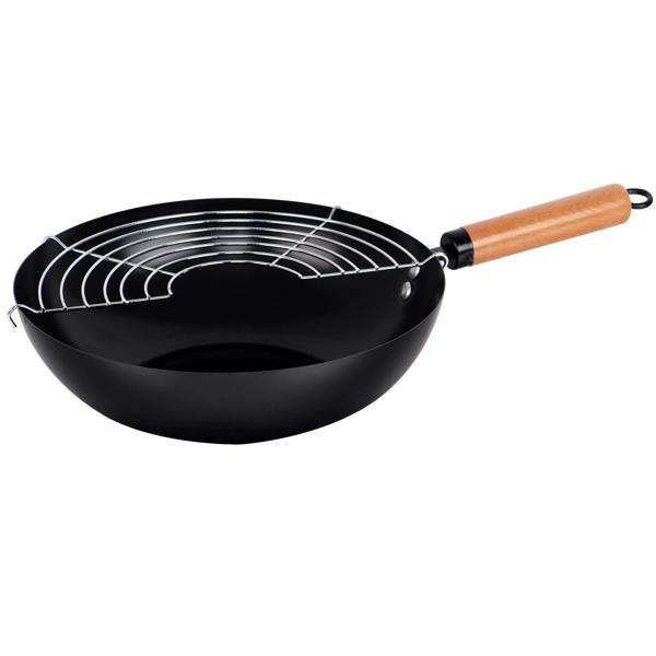Gr8 Home 10 Pc Carbon Steel Non Stick Wok Pan Gift Set With Lid Utensils Bowls Chopsticks