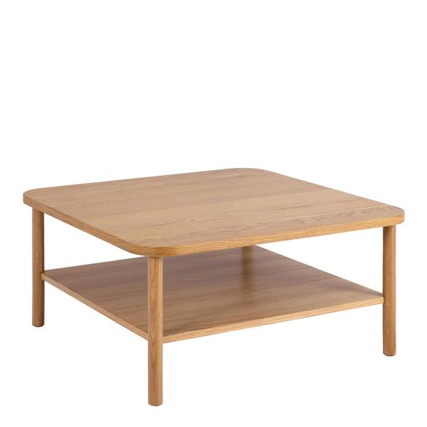 Wyld Haus Bermudas Natural Oak Wood Square Coffee Table Bottom Shelf