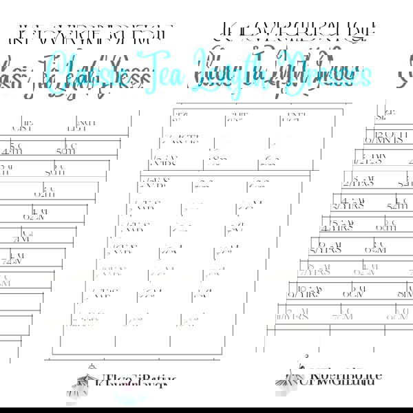 Measurement chart for classic tea length dresses by UK Flower Girl Boutique