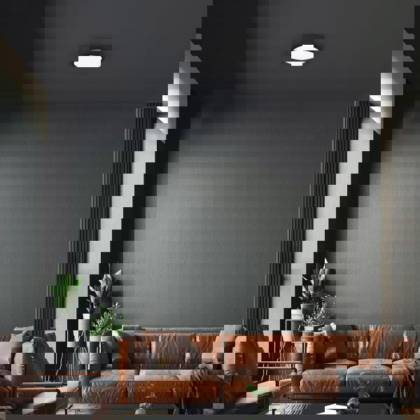 Milagro Gea Black LED Ceiling Lamp A Stylish Contemporary 39CM 36W Light With Remote Control And Low Energy Light Source