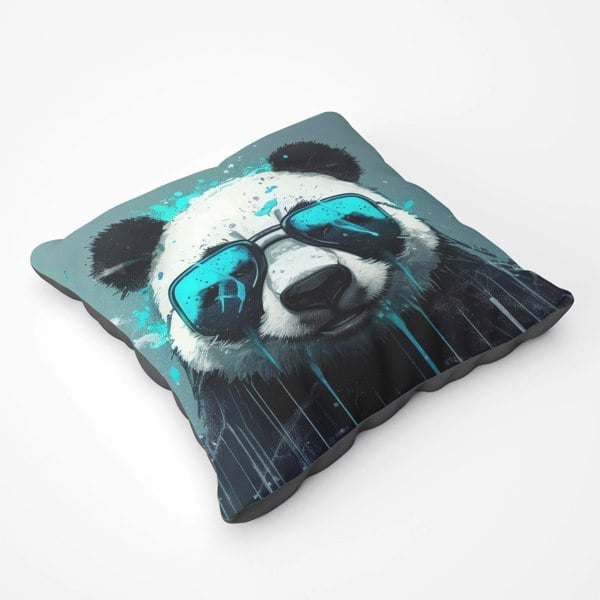 Warren Reed Panda With Blue Glasses Splashart Floor Cushion