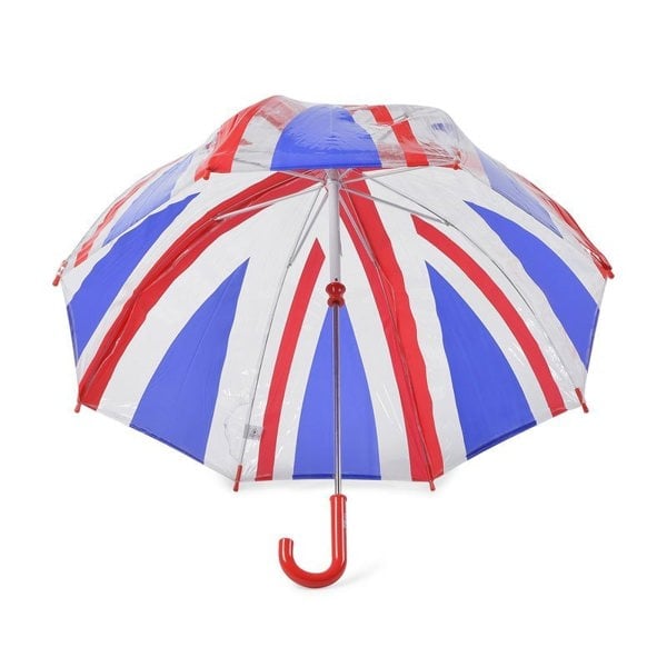 Union Jack Clear Dome Kids Umbrella Under Canopy