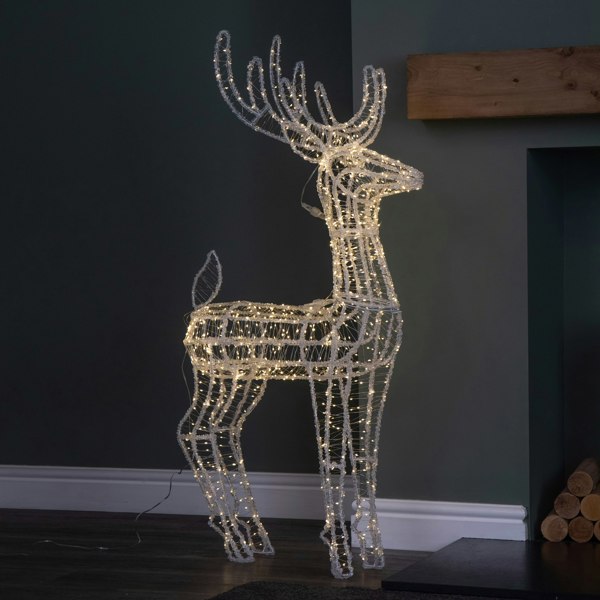 Samuel Alexander 1.03m Light up Acrylic Christmas Reindeer Decoration with 1040 Warm White LEDs