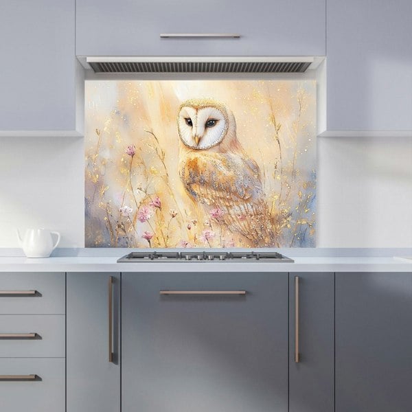 Warren Reed Owl in Meadow Glass Kitchen Splashback - 00013