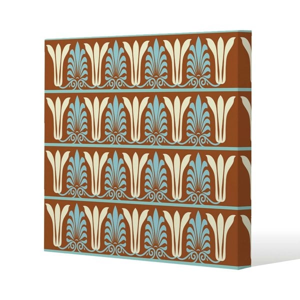 Benjamin Tate Design Egyptian Flower Ornament Pattern Slim Style Canvas Print  50x50cm , 15mm Slim Real wood.