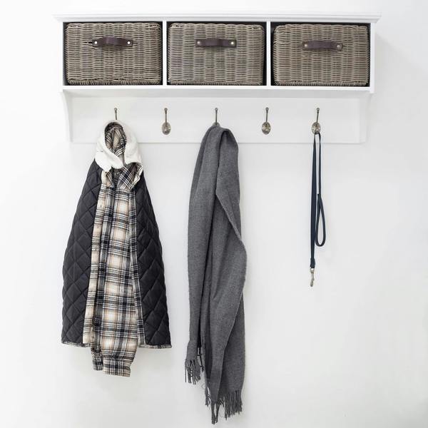 Tetbury Large Wall Coat Rack with 3 Storage Baskets