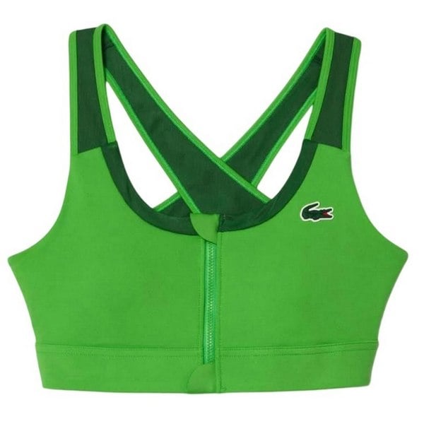 Lacoste Womens/Ladies Colour Block Stretch Zipped Sport Bralette - Green
