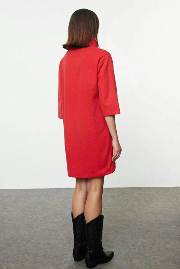 WOVCOR Turtleneck Long Sleeve Knit Mini Dress
